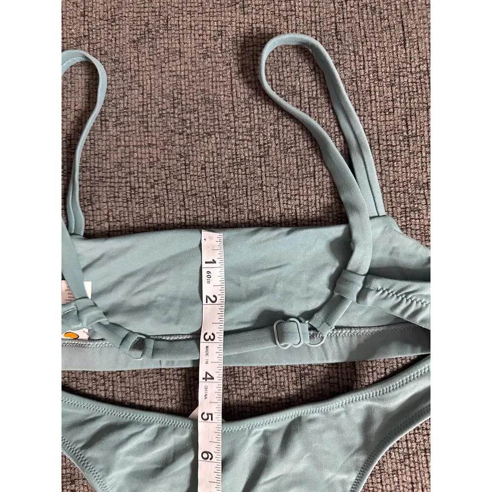 Tropic of C The C Bralette Bikini Top and High Cut Bottom size S/M Seafoam Green